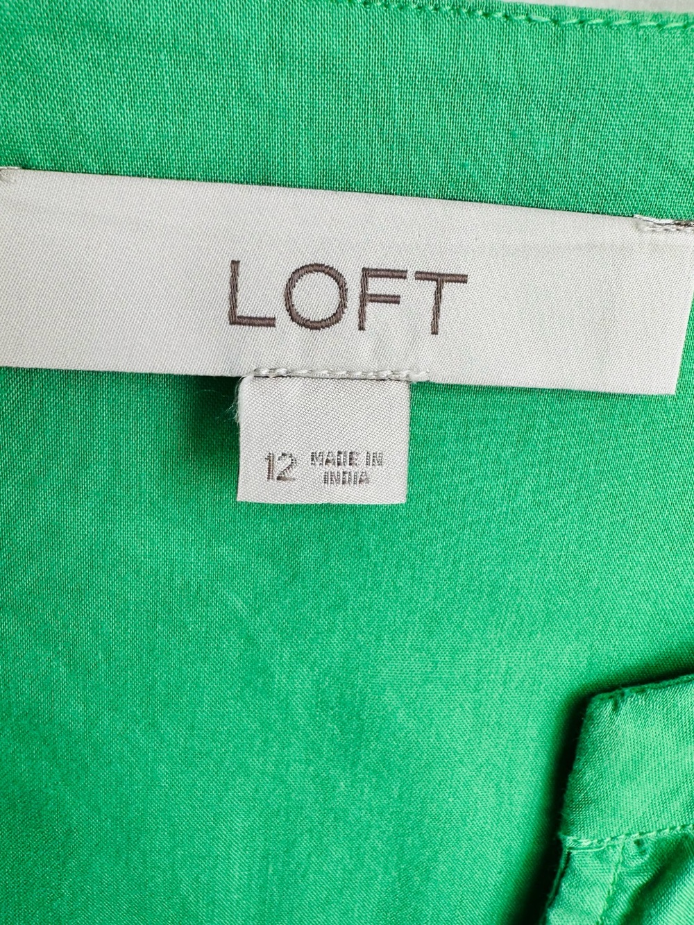 LOFT Tiered Puff Sleeve Midi Dress in Kelly Green Size 12 - Picture 13 of 15